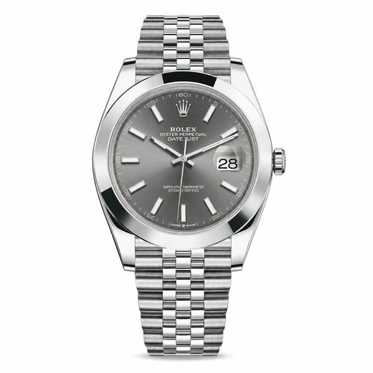 ROLEX Oyster Perpetual Datejust 41, Stainless steel, Grey Index Dial