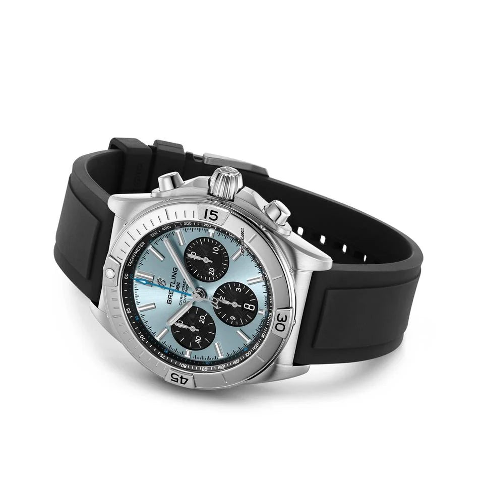BREITLING Chronomat B01 42mm Stainless steel case, Bluer dial, Rubber strap