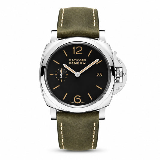 Panerai watch with green leather strap 