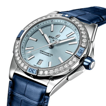 BREITLING Super Chronomat Automatic 38mm Blue dial, Leather strap - Classic Kaf