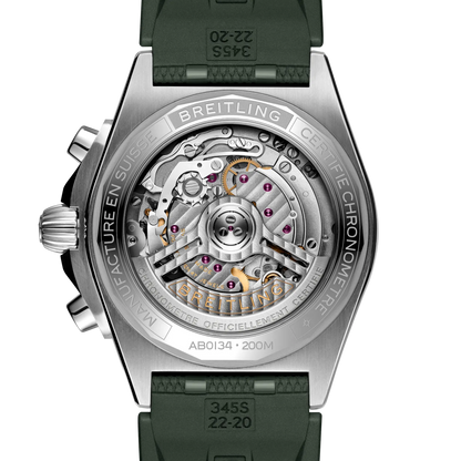 BREITLING Chronomat B01 42mm Stainless Steel case, Green dial, Rubber strap
