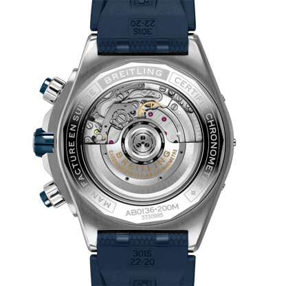 BREITLING Super Chronomat B01 44mm, Stainless Steel case, Blue dial, Rubber strap - Classic Kaf