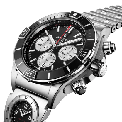BREITLING Super Chronomat B01 44mm, Stainless Steel, Black dial - Classic Kaf