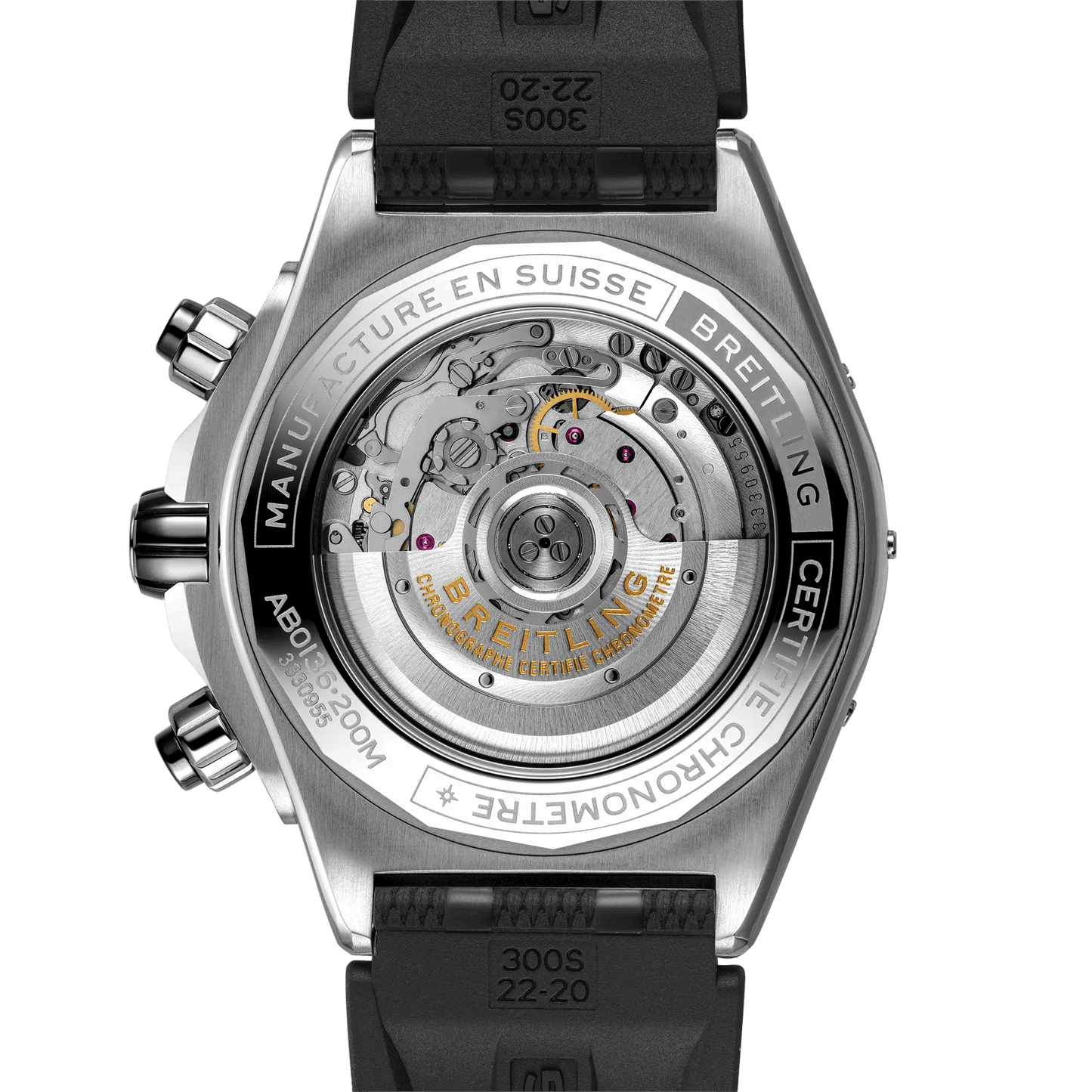 BREITLING Super Chronomat B01 44mm, Stainless Steel case, Black dial, Rubber strap - Classic Kaf