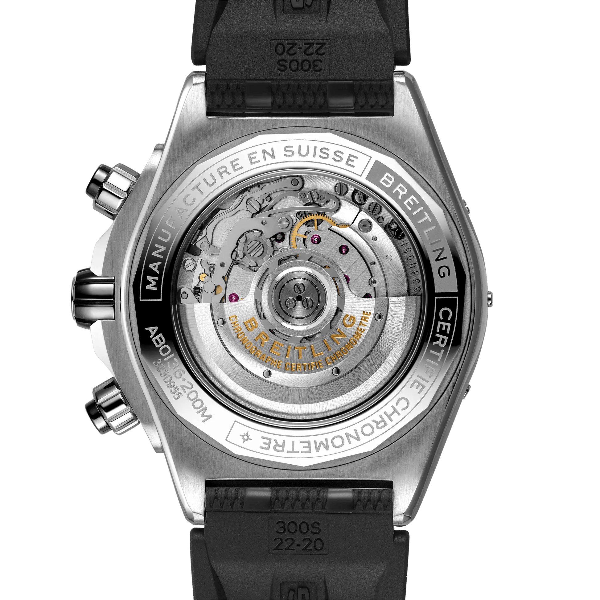 BREITLING Super Chronomat B01 44mm, Stainless Steel case, Black dial, Rubber strap - Classic Kaf