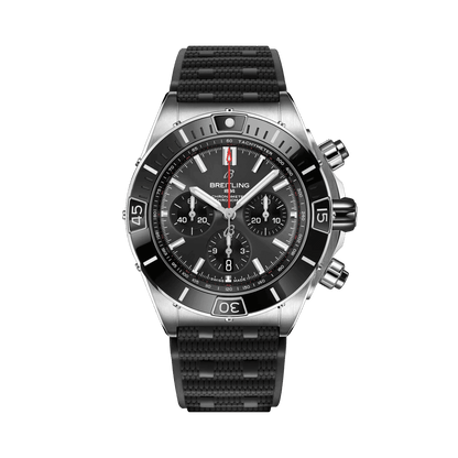 BREITLING Super Chronomat B01 44mm, Stainless Steel case, Black dial, Rubber strap - Classic Kaf