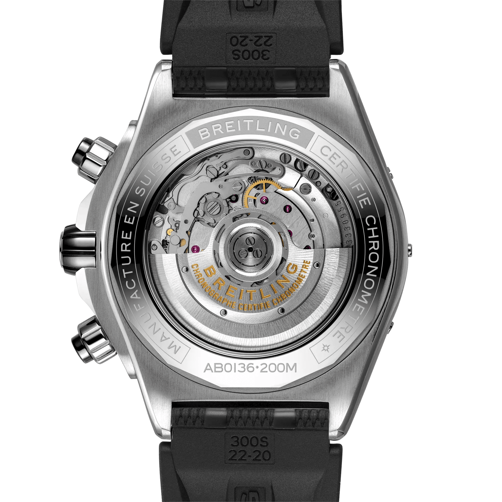 BREITLING Super Chronomat B01 44mm, Stainless Steel case, Black dial, Rubber strap - Classic Kaf