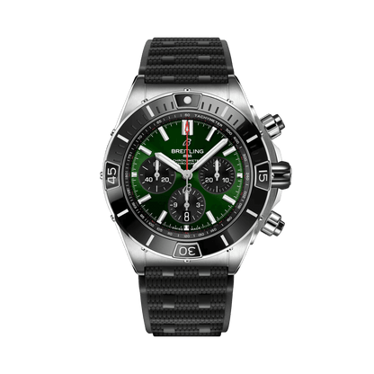 BREITLING Super Chronomat B01 44mm, Stainless Steel case, Black dial, Rubber strap - Classic Kaf