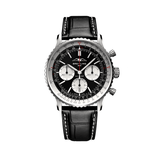 BREITLING Navitimer B01 Chronograph 43mm Stainless Steel case, Leather strap, Silver dial - Classic Kaf