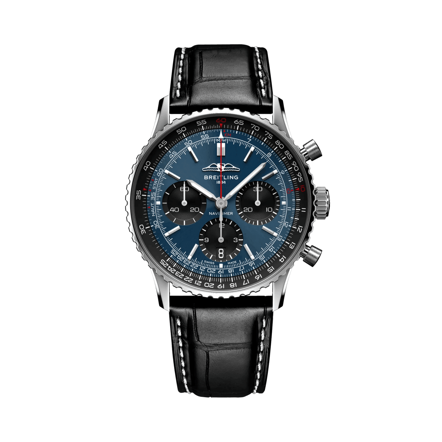 BREITLING Navitimer B01 Chronograph 41mm, Stainless Steel case, Leather strap, Blue dial - Classic Kaf