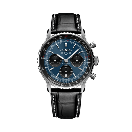 BREITLING Navitimer B01 Chronograph 41mm, Stainless Steel case, Leather strap, Blue dial - Classic Kaf