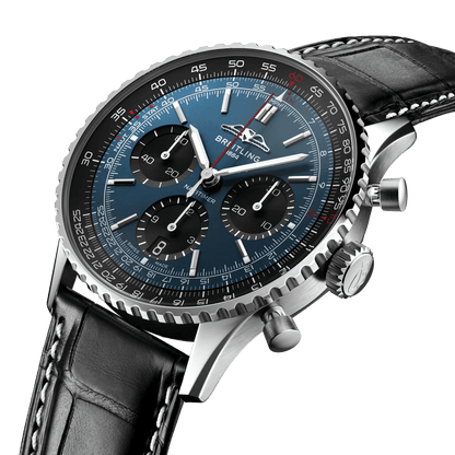 BREITLING Navitimer B01 Chronograph 41mm, Stainless Steel case, Leather strap, Blue dial - Classic Kaf