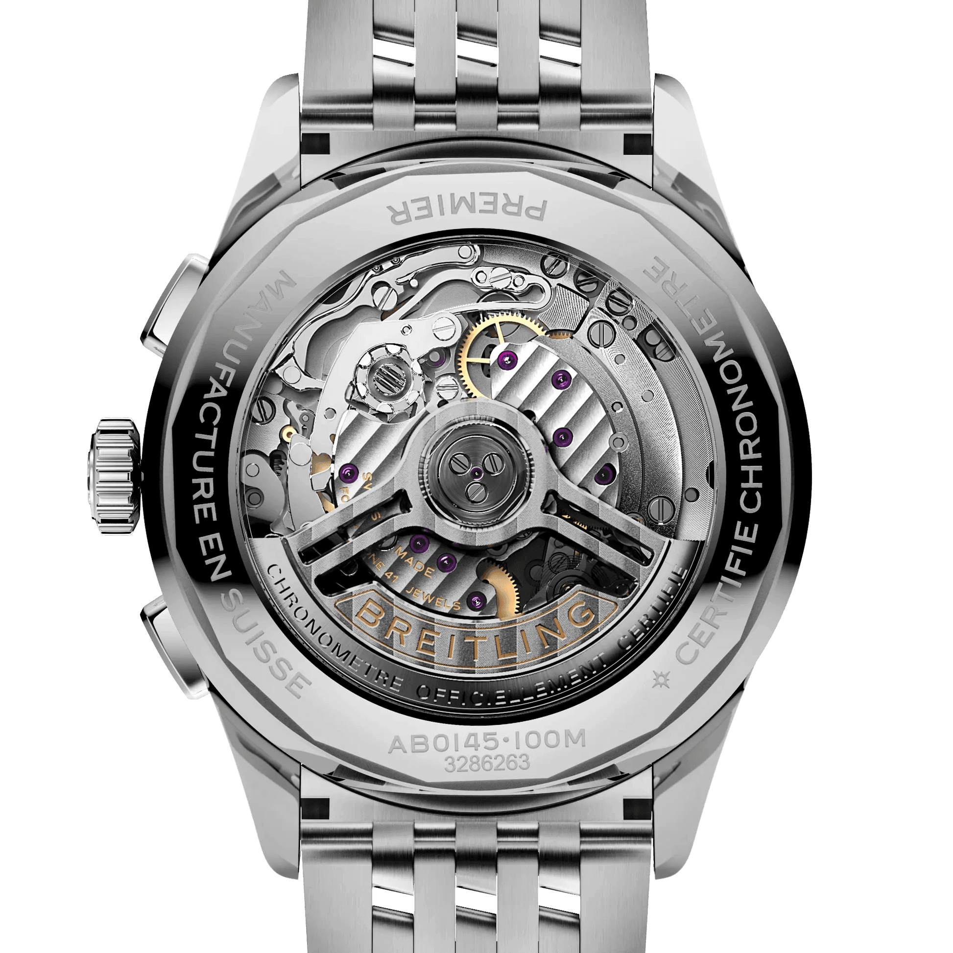 BREITLING Premier B01 Chronograph 42, Stainless Steel case & strap, Orange dial