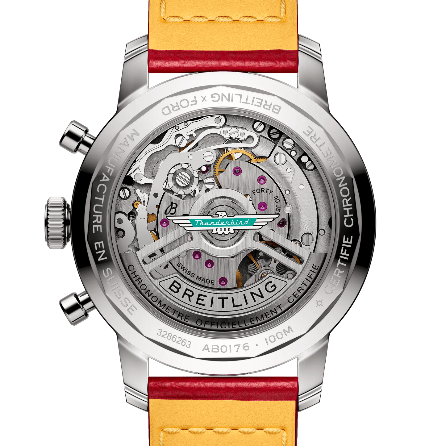 BREITLING Top Time B01 Ford Thunderbird, Stainless Steel case, White dial, Leather strap - Classic Kaf