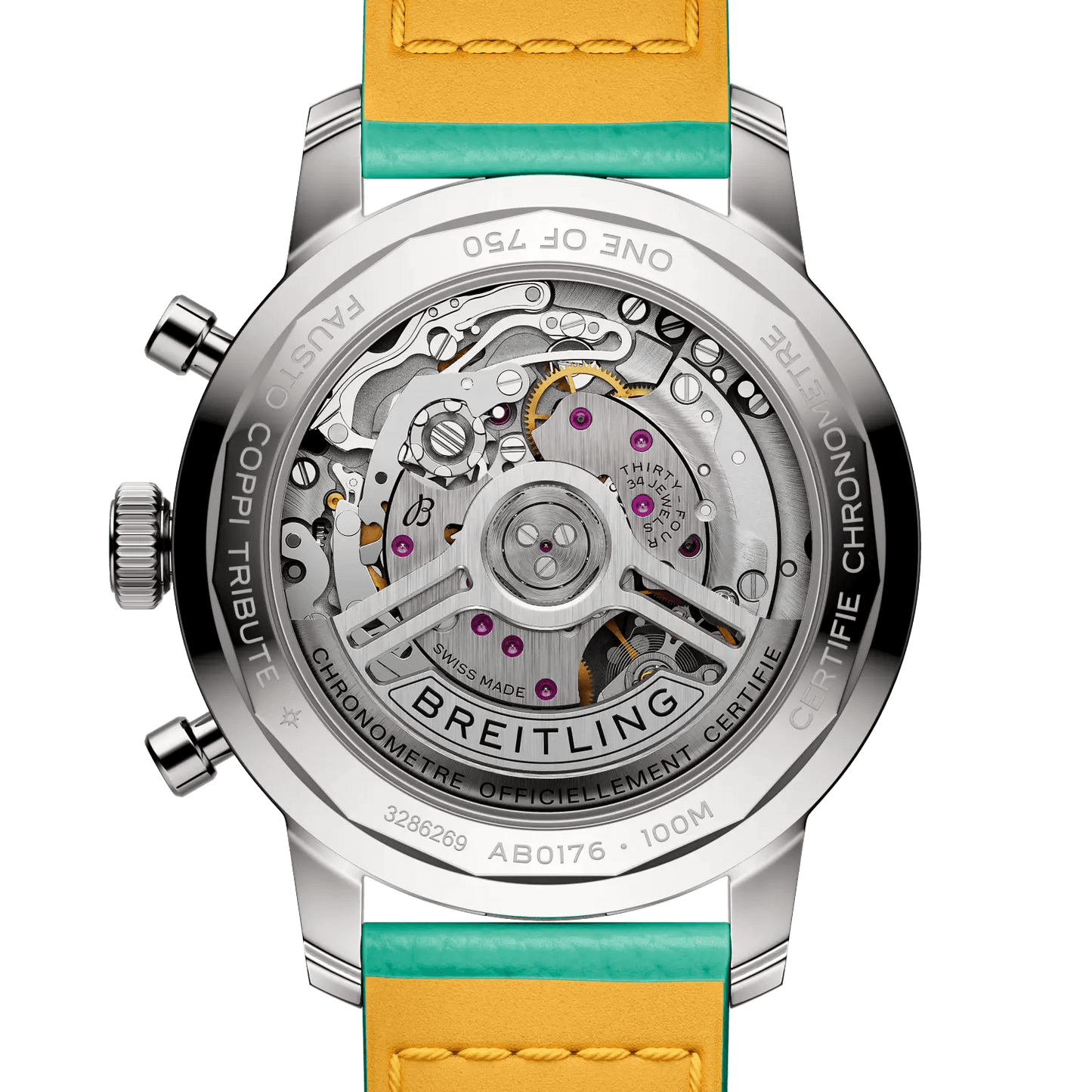 BREITLING Top Time B01 Fausto Coppi, 41mm Stainless Steel case, White dial, Leather strap - Classic Kaf