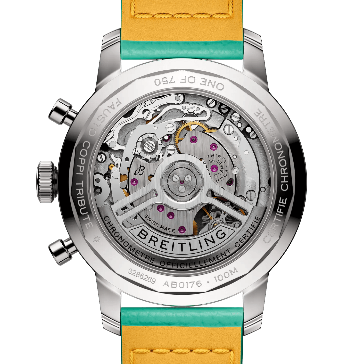 BREITLING Top Time B01 Fausto Coppi, 41mm Stainless Steel case, White dial, Leather strap - Classic Kaf