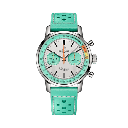 BREITLING Top Time B01 Fausto Coppi, 41mm Stainless Steel case, White dial, Leather strap - Classic Kaf