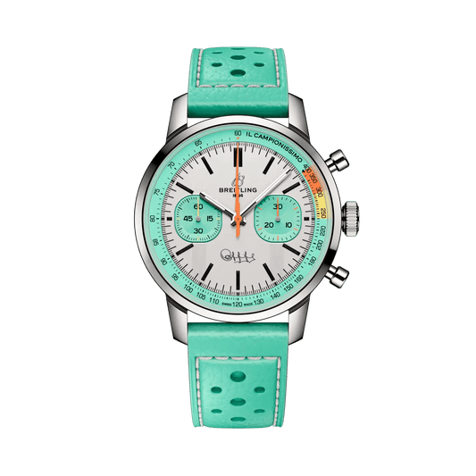 BREITLING Top Time B01 Fausto Coppi, 41mm Stainless Steel case, White dial, Leather strap - Classic Kaf