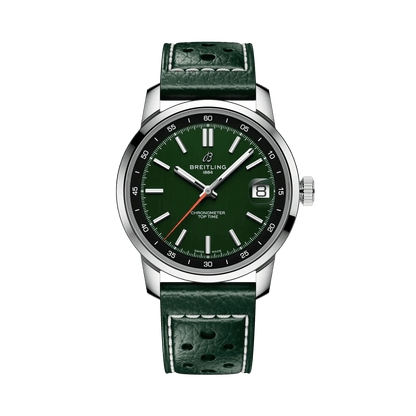 BREITLING Top Time B31, 38mm, Stainless Steel case, Green dial, Leather strap - Classic Kaf