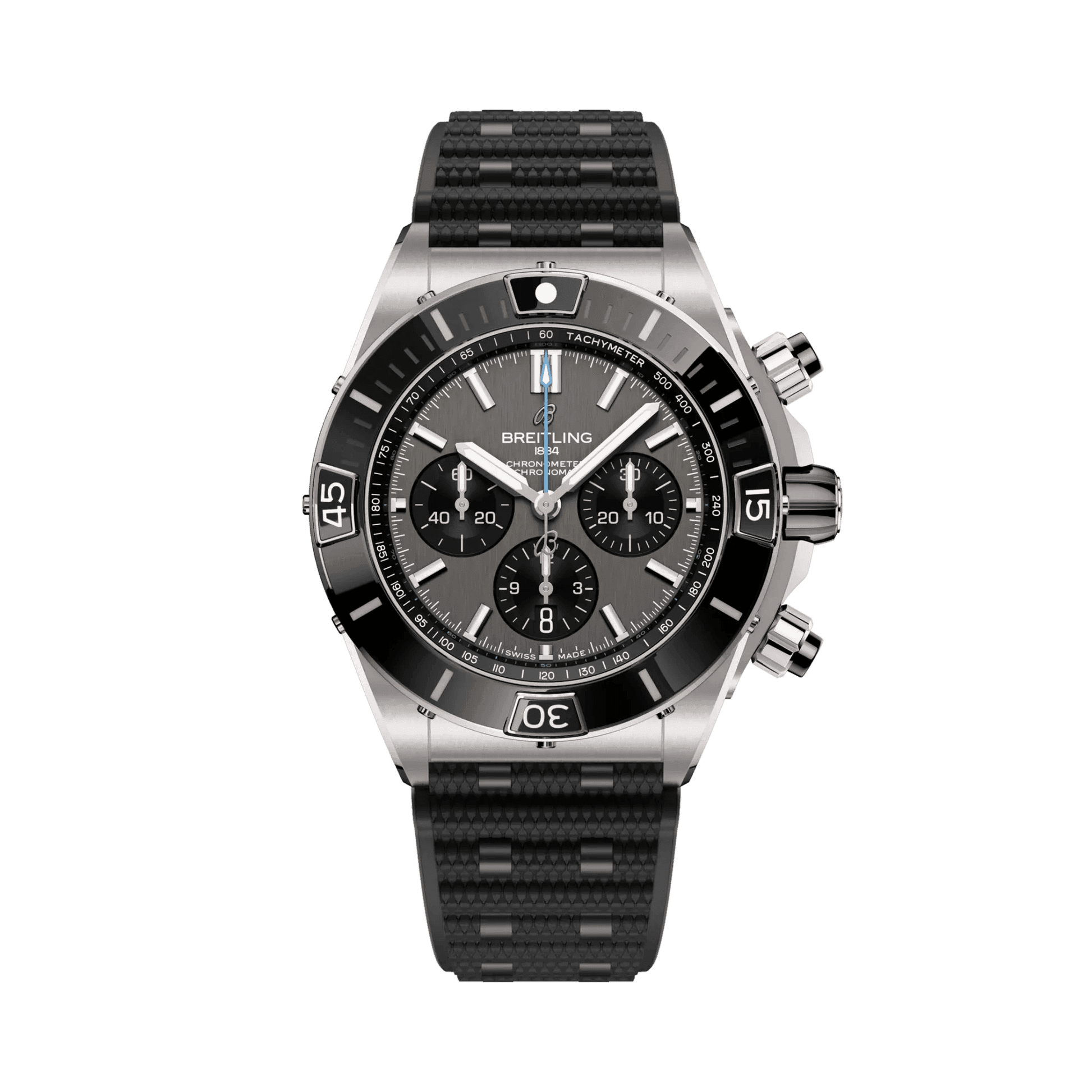 BREITLING Super Chronomat B01 44mm, Titanium case, Grey dial, Rubber strap - Classic Kaf