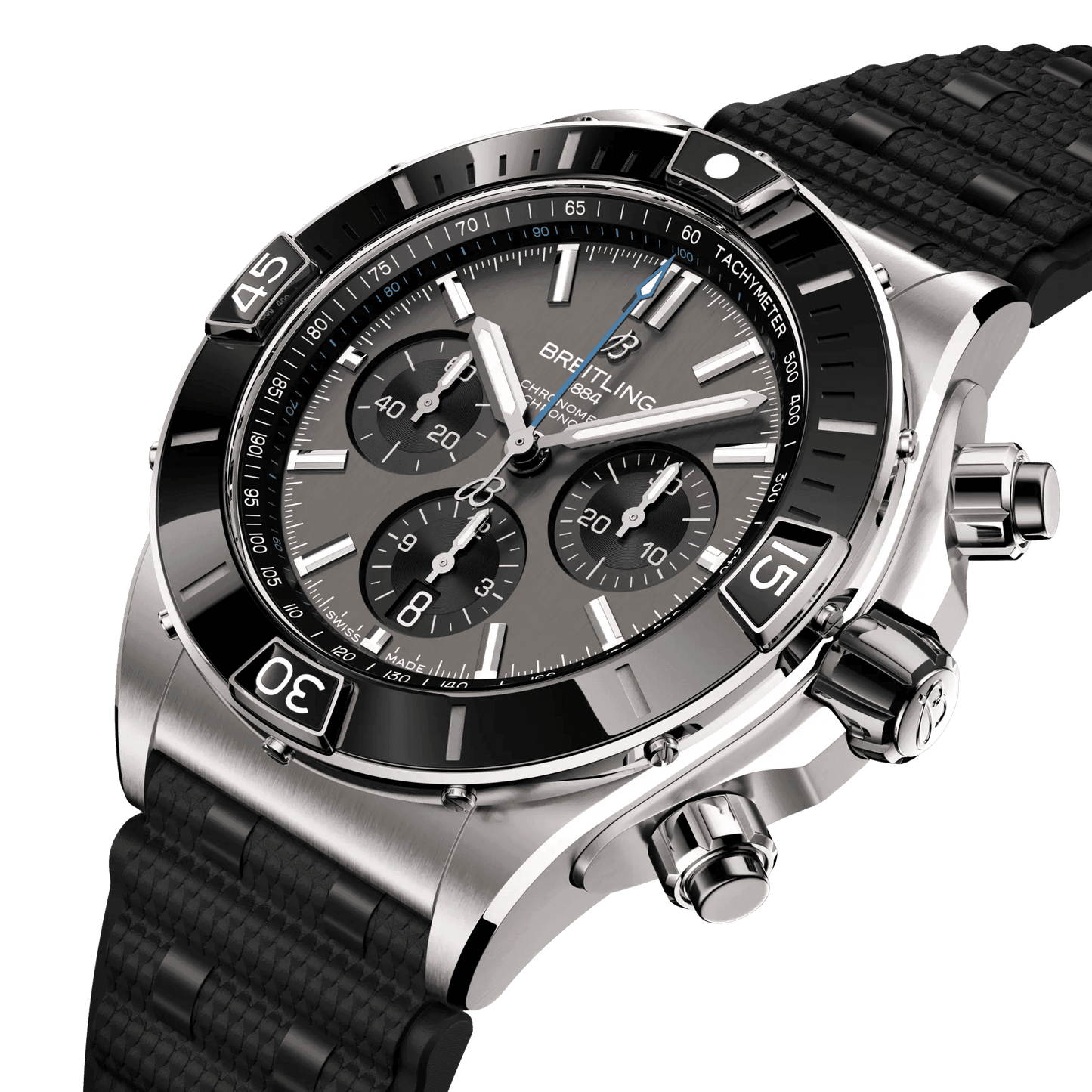 BREITLING Super Chronomat B01 44mm, Titanium case, Grey dial, Rubber strap - Classic Kaf
