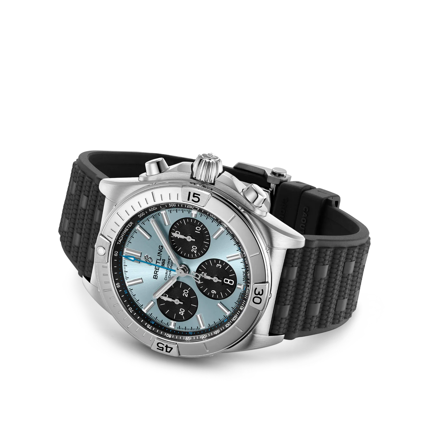 BREITLING Chronomat B01 42mm Stainless steel & platinum case, Bluer dial, Rubber strap