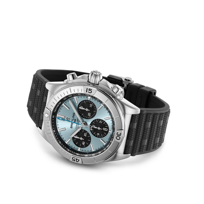 BREITLING Chronomat B01 42mm Stainless steel & platinum case, Bluer dial, Rubber strap