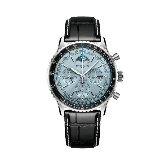 BREITLING Navitimer&nbsp;B19 Chronograph 43 Perpetual Calendar, Stainless steel & Platinum, Blue dial - Classic Kaf