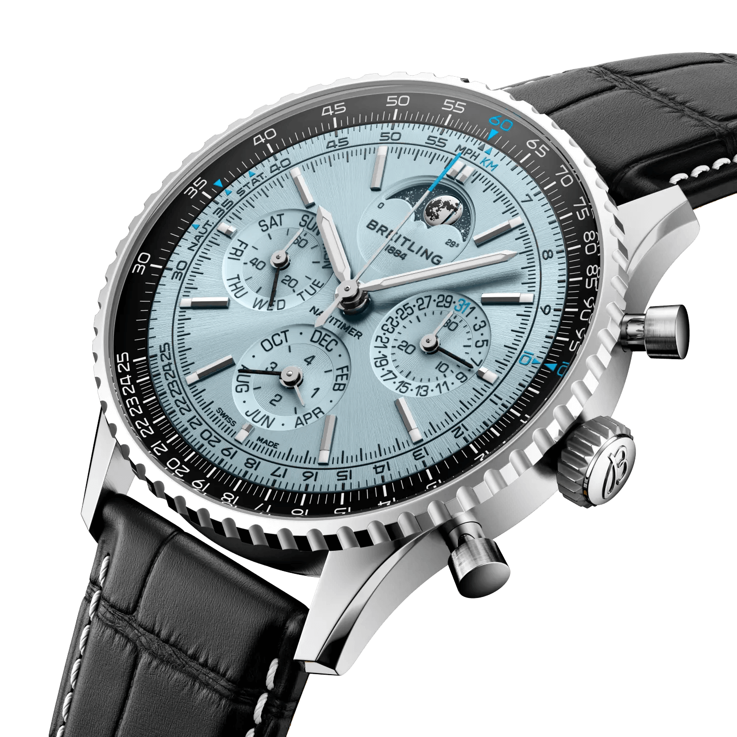 BREITLING Navitimer&nbsp;B19 Chronograph 43 Perpetual Calendar, Stainless steel & Platinum, Blue dial - Classic Kaf