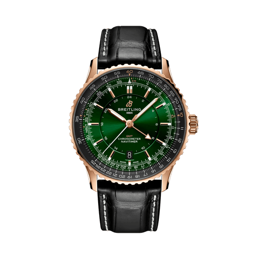 BREITLING Navitimer B01 Chronograph 41mm Red Gold case, Green dial, Leather strap - Classic Kaf