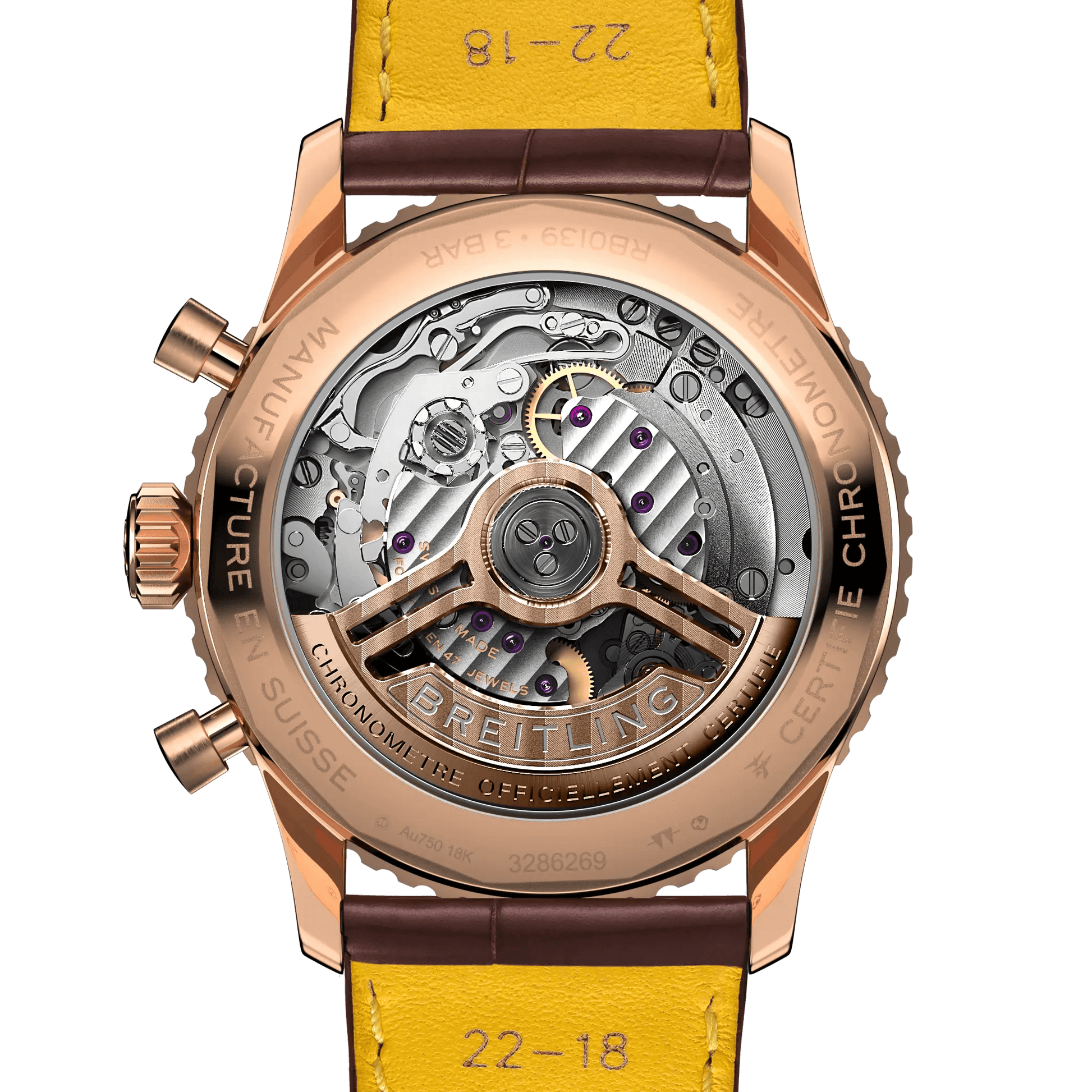 BREITLING Navitimer B01 Chronograph 41mm Red Gold case, Silver dial, Leather strap - Classic Kaf