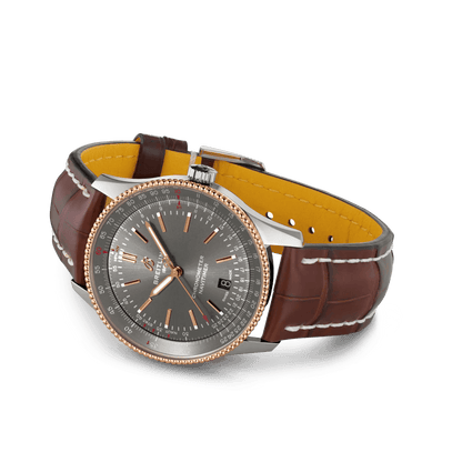BREITLING Navitimer Automatic 41 Men's Watch, Stainless Steel &amp; 18k Red Gold case, Leather strap - Classic Kaf