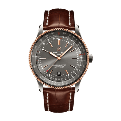 BREITLING Navitimer Automatic 41 Men's Watch, Stainless Steel &amp; 18k Red Gold case, Leather strap - Classic Kaf