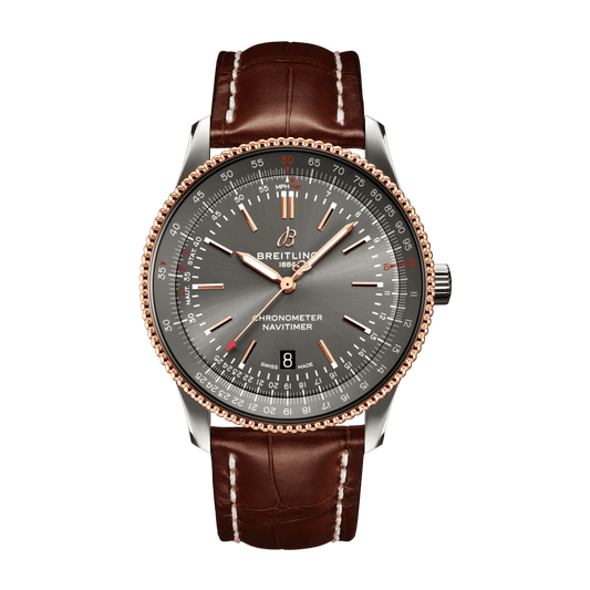 BREITLING Navitimer Automatic 41 Men's Watch, Stainless Steel &amp; 18k Red Gold case, Leather strap - Classic Kaf