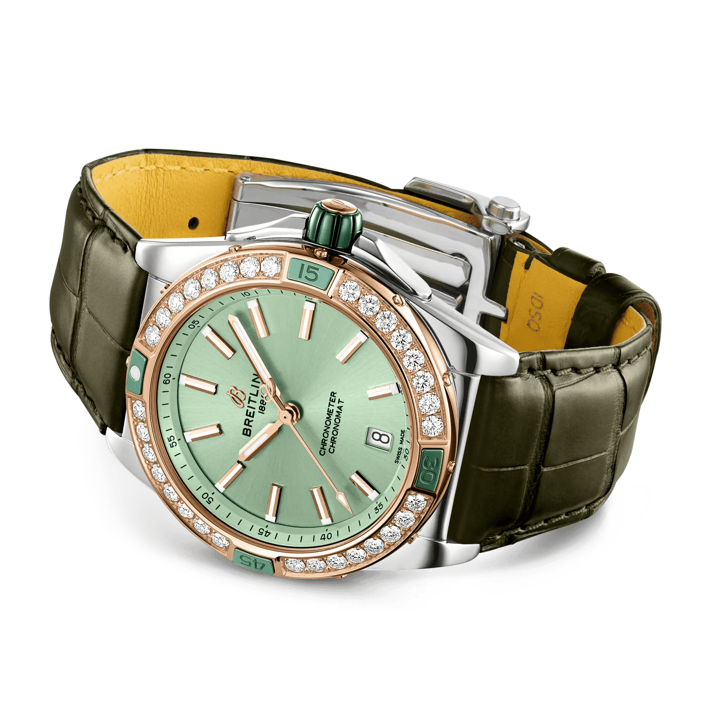 BREITLING Super Chronomat Automatic 38mm Green dial, Leather strap - Classic Kaf