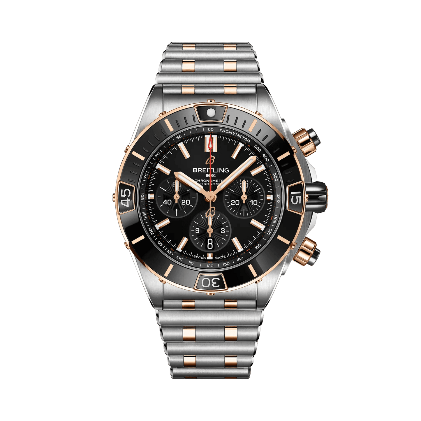 BREITLING Super Chronomat B01 44mm, Stainless Steel & Red Gold, Black dial - Classic Kaf